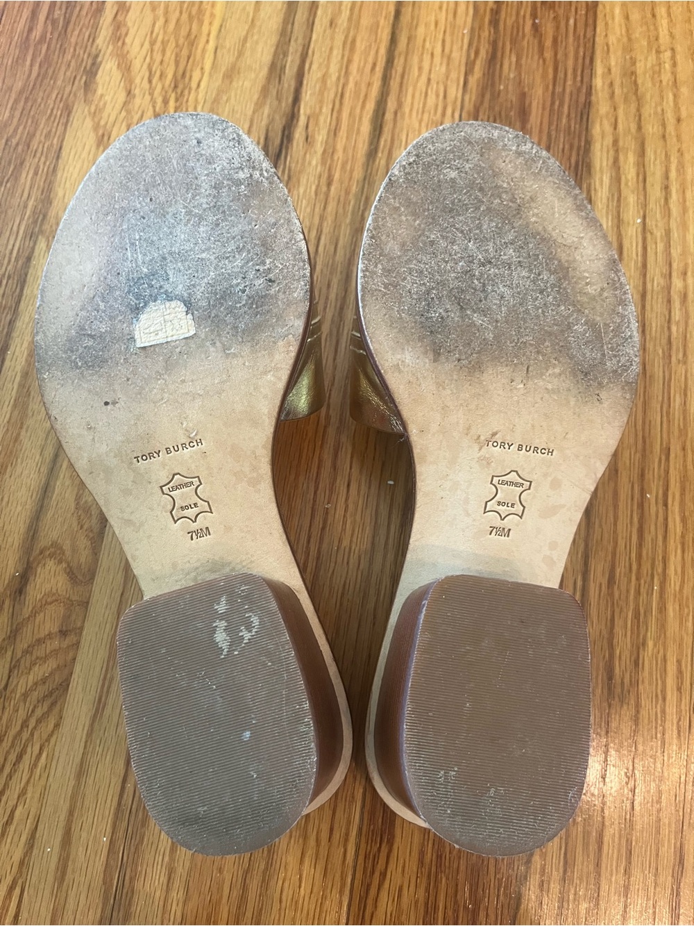 Tory Burch Everly Block Heel Spark Gold Size 7.5 - Picture 9 of 9
